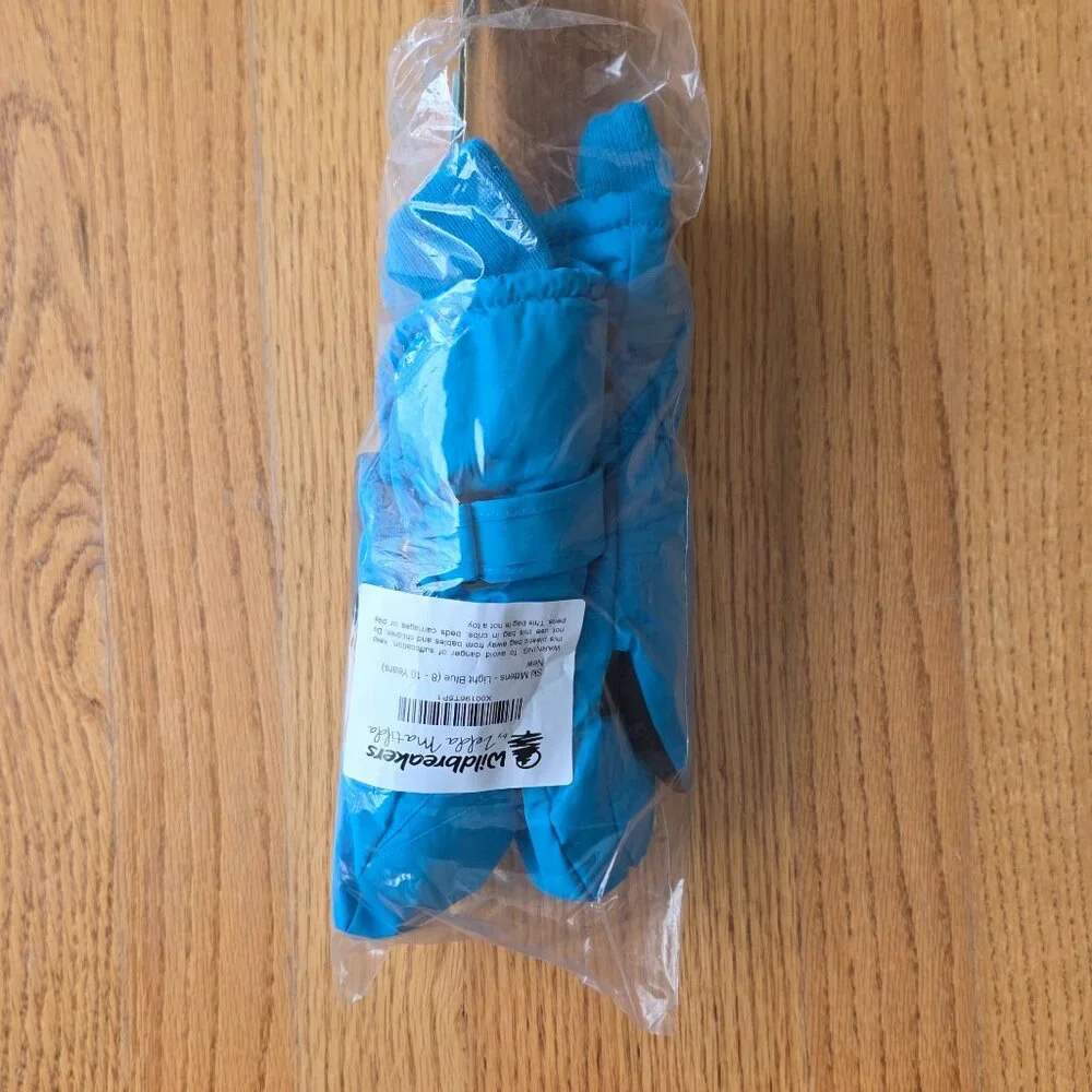 Wildbreakers Waterproof Mittens | Kids 8-10 | Light Blue 3M Insulated Ski Snow